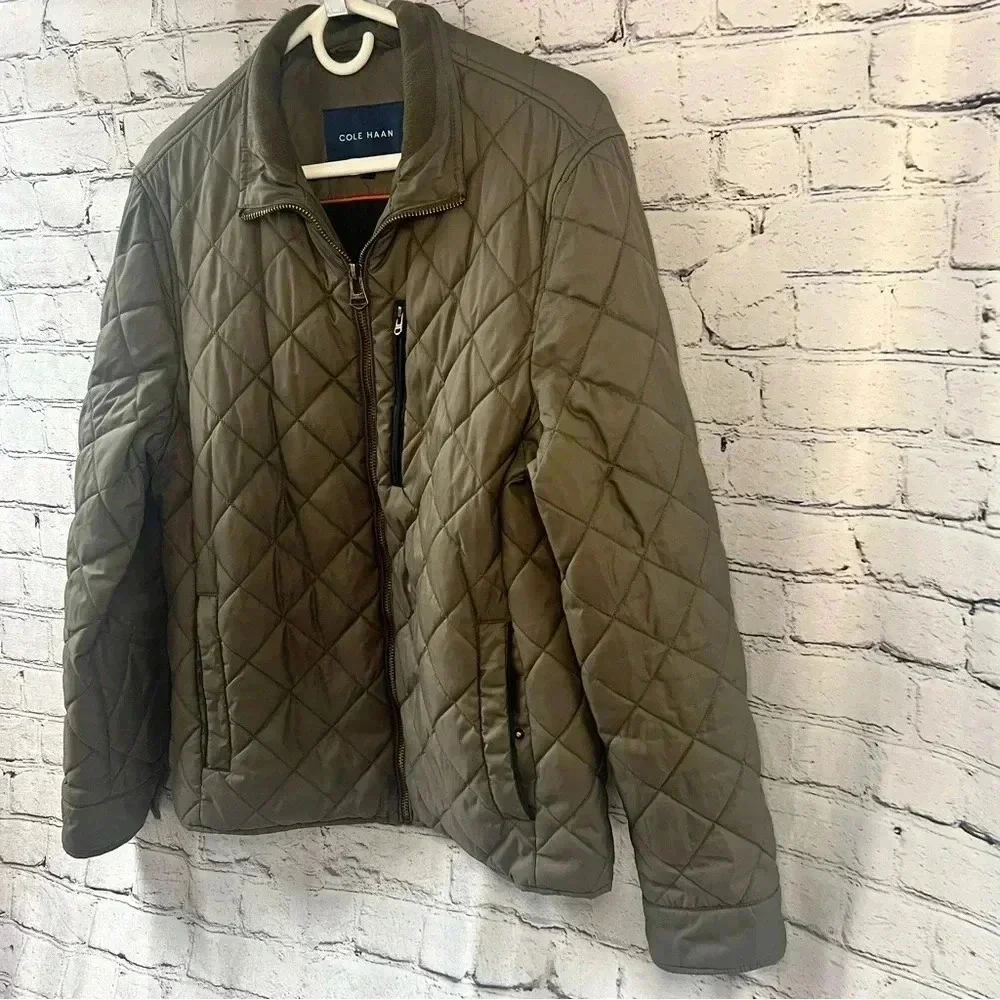 Cole Haan Olive‎ Green Quilted Winter Jacket Women’s Size Small - Picture 2 of 12